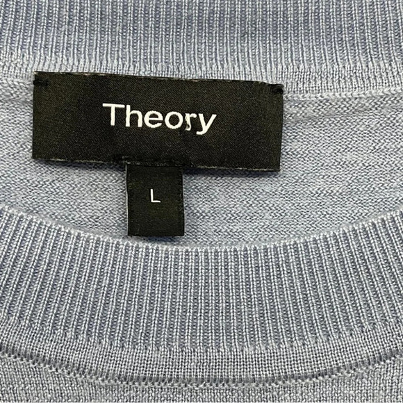 Theory 100% Wool Blue Sweater Crew Neck Regal L - Picture 10 of 13